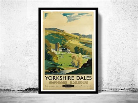 Vintage Poster Of Yorkshire Dales England Tourism Poster Etsy