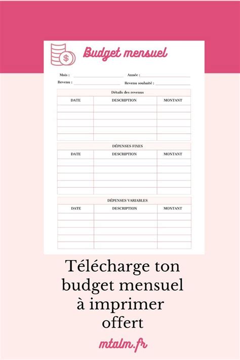 Budget mensuel à imprimer gratuit Planificateur de budget Budget