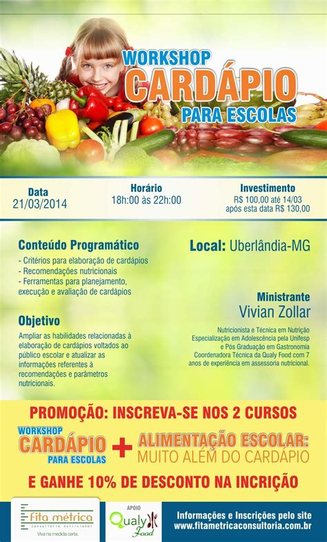 MUNDO NUTRICIONISTA Workshop Cardápio para Escolas Uberlândia MG