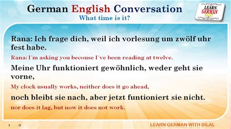 Learn German With Bilal German English Conversation What Time Is It