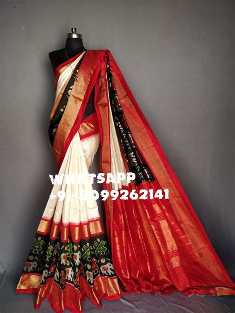 Ikkat Cotton Saree Whatsapp Pochampally Saree Or