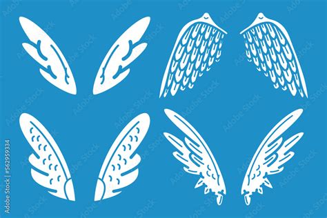 Cartoon angel wings vector set isolated on background. Stock Vector | Adobe Stock