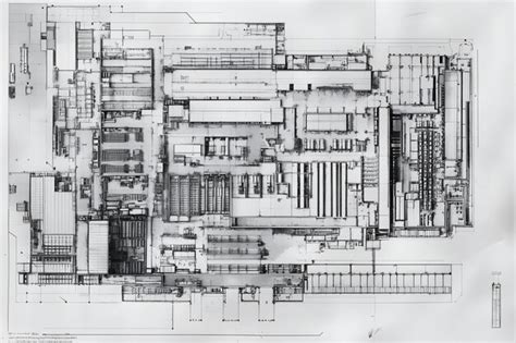 A drawing of a building with a large square and a large square design ...