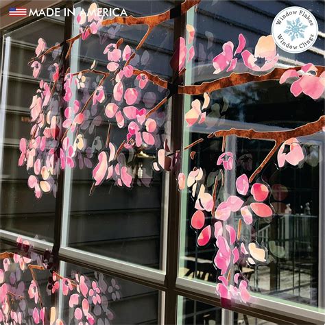 Flower Window Clings - Cherry Blossom Branches Window Decals - Adhesive ...