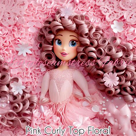 Pink Curly Top Princess Floral Purpleseamstress Fabric