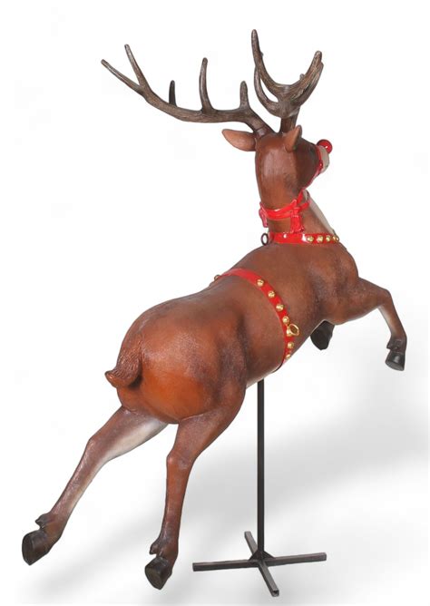 Christmas Reindeer Statue Jumping And Flying Life Size