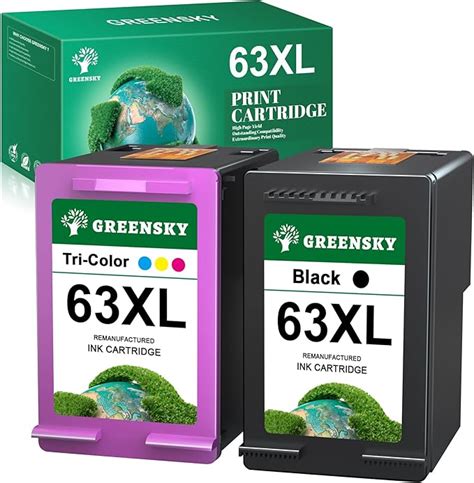 Greensky Remanufactured Ink Cartridge Replacement For Hp 63 Xl 63xl Officejet 3830 4650 5255