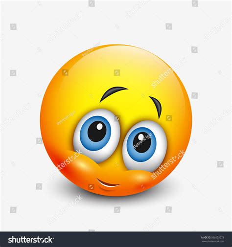 Cute Shy Emoticon Emoji Vector Illustration Vetor Stock Livre De