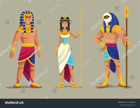 Set Ancient Egyptian Gods Egyptian Mythology Stock Vector (Royalty Free ...