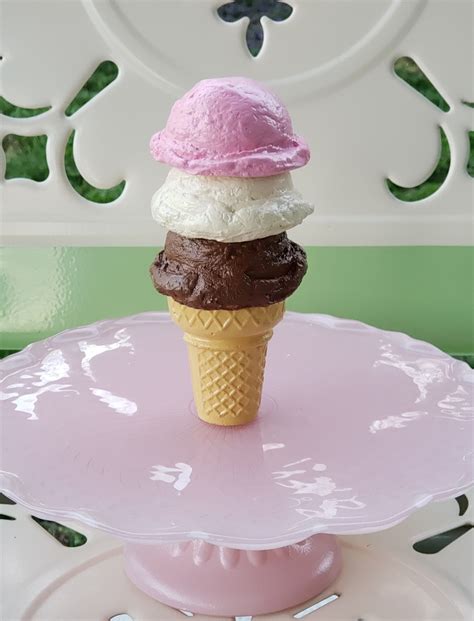 Fake Ice Cream Cone Scoops Fake Strawberry And Vanilla Cone Retro