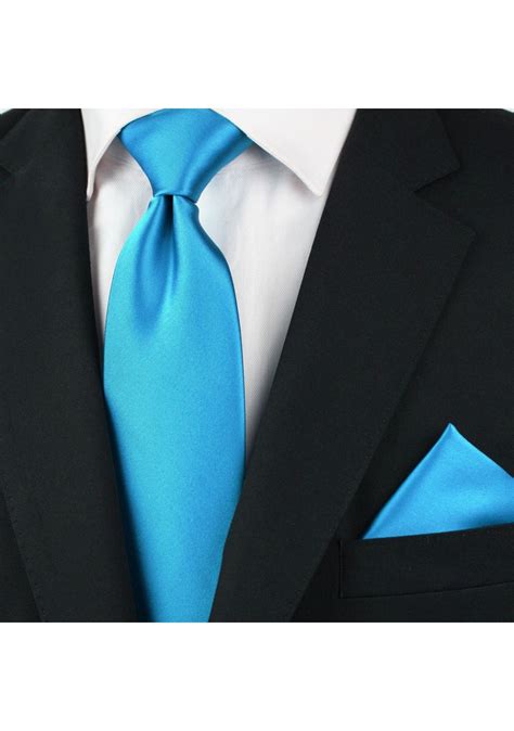 Mens Tie In Bright Cyan Blue Bows N