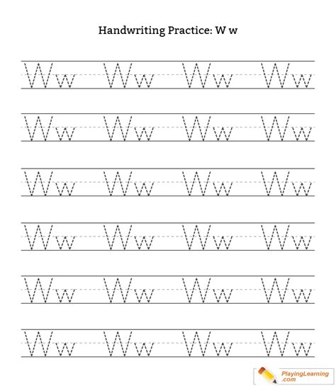 Handwriting Practice Letter W | Free Handwriting Practice Letter W