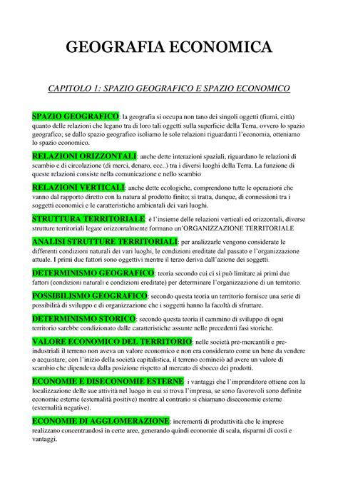 Geografia Economica Geografia Economica Capitolo Spazio Geografico