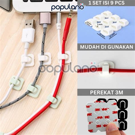 Klip Cable Cord Holder Organizer Kabel Klem Penjepit Tempel Kecil