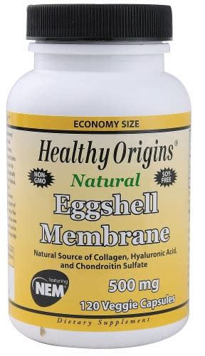 Healthy Origins Natural Eggshell Membrane Dietary Supplement Veggie Capsules 500mg, 120 ct ...