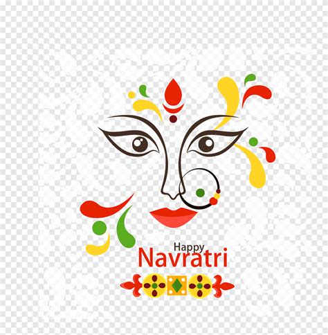 Happy Navrati Text Navaratri Durga Puja Greeting Card Dussehra