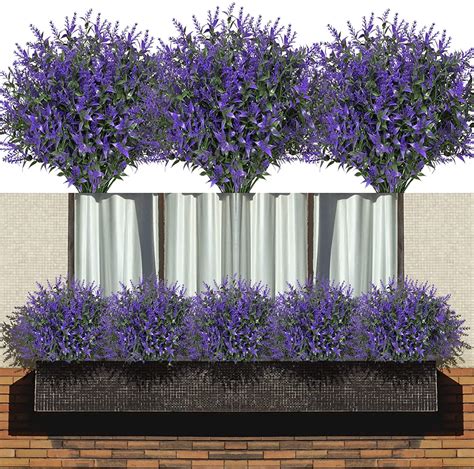 Sinhoon Bundles Artificial Lavender Flowers Outdoor Uv Resistant