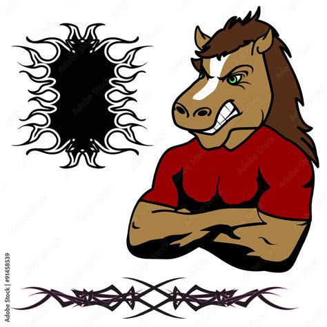 angry horse muscle cartoon set in vector fromat Stock Vector | Adobe Stock