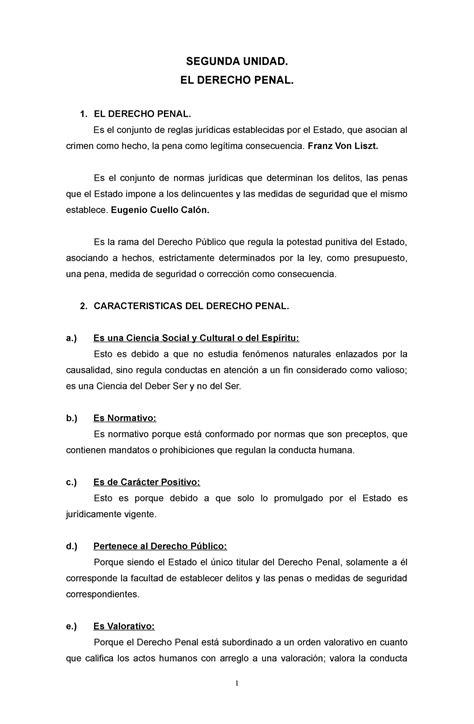 Segunda Unidad Trabajo Segunda Unidad El Derecho Penal El