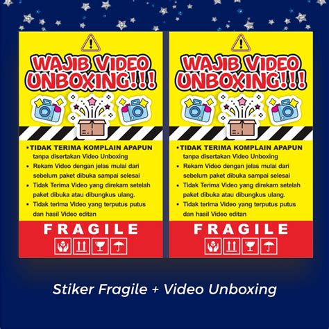 Jual Stiker Wajib Video Unboxing Fragile 1 Pack Shopee Indonesia