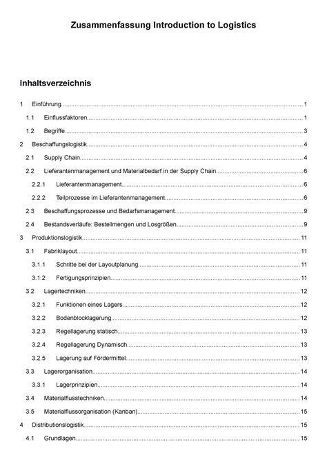 Zusammenfassung Logistics Zusammenfassung Introduction To Logistics 1