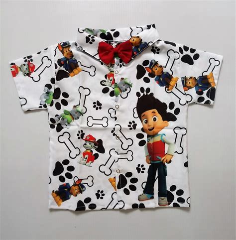 Camisa Infantil Social Tem Tica Patrulha Canina Menino Ryder R