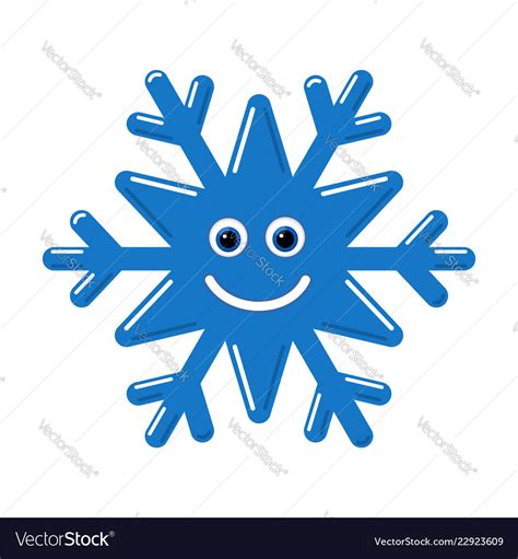 Snowflake Smiley Baby Face Cute Winter Blue Snow Vector Image