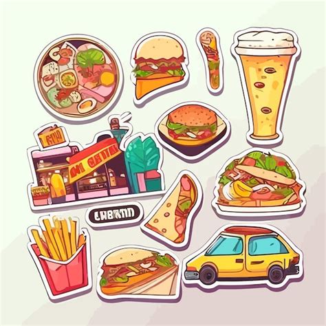 Premium Vector Food Sticker Set Vector