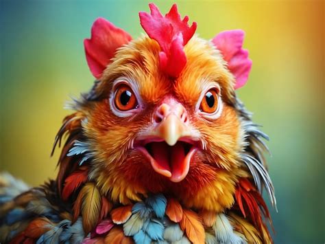 premium ai image  colorful portrait funny hen