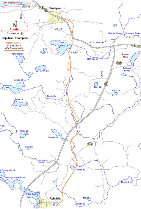 Republic Champion Atv Orv Ohv Motorcycle Off Road Trail Map Marquette