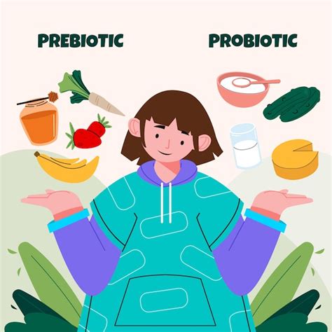 Free Vector Hand Drawn Probiotics And Prebiotics Infographic