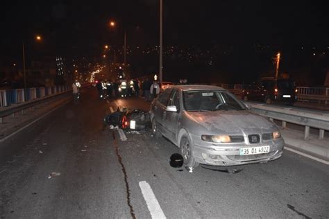 İzmir de otomobile çarpan motosikletli öldü