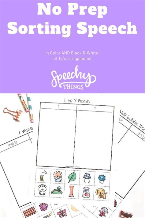 Sorting Speech And Phonology Speech Therapy Activities For Phonological