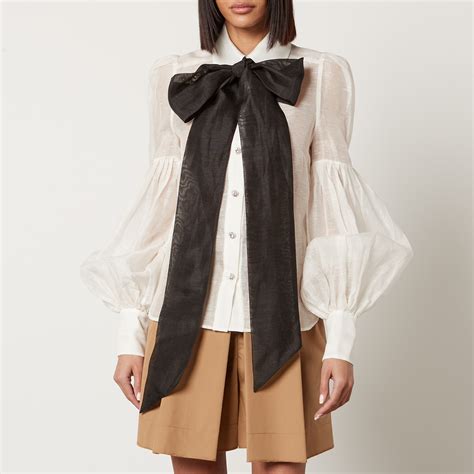 Zimmermann Dancer Pussy Bow Linen And Silk Blend Blouse 0 UK 8 Coggles