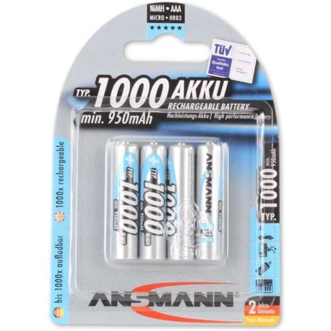 Ansmann Pile Rechargeable Nimh Premium Micro Aaa 1000 Mah