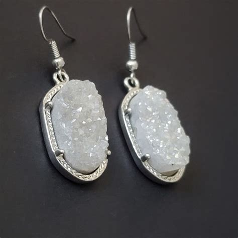 Druzy Drop Earrings Etsy