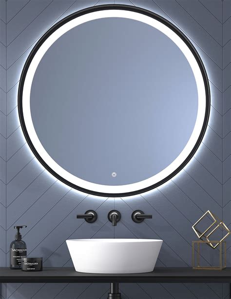 Espejo redondo negro baño Seychelles con luz LED de Eurobath