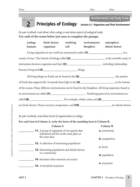 Chapter 2 Principles Of Ecology Answer Key Fill Online Printable Fillable Blank Pdffiller