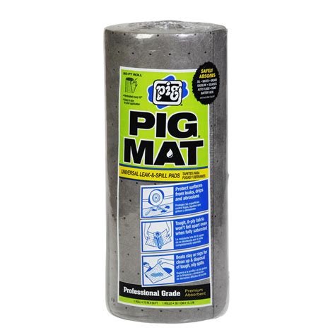 Pig Universal Lightweight Absorbent Gray Mat Roll Inches By Feet