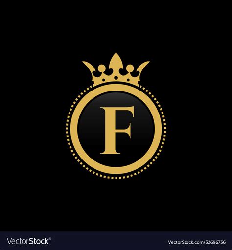 Letter F Royal Crown Luxury Logo Design Royalty Free Vector