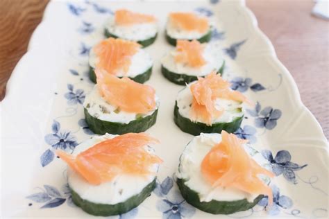 Easy Canapes Salmon Cucumber And Cream Cheese