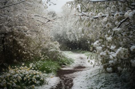 Premium Photo | Sudden and unexpected cold snap in early spring cold climate spoiled weather ...