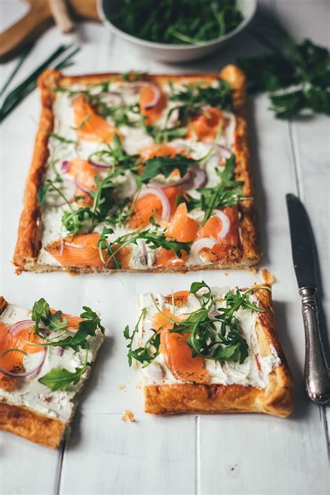 Blätterteig Tarte mit Frischkäse Graved Lachs und Rucola moey s