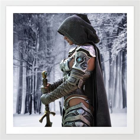 Female Warrior Forest Soldier Sword Fighter Female Elf Art Print by ...