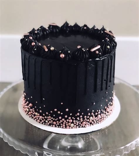 Black Birthday Cake with Pink and White Sprinkles