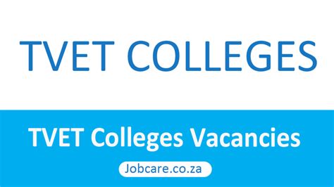 Tvet Colleges Vacancies South Africa Jobcare