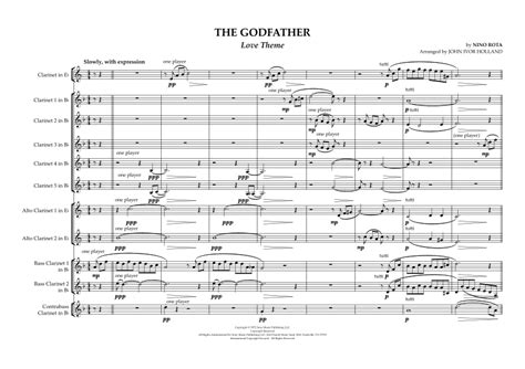 The Godfather Love Theme Arr John Ivor Holland By Nino Rota Sheet Music For Woodwind