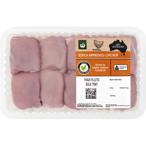 Woolworths Rspca Approved Fresh Chicken Thigh Fillets Skinless Tray 1 3kg 2kg Woolworths