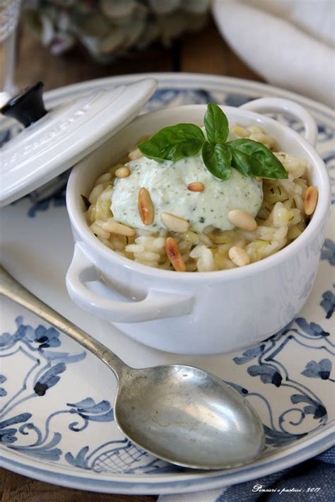 Risotto Alle Zucchine Con Crema Di Ricotta Basilico E Pinoli