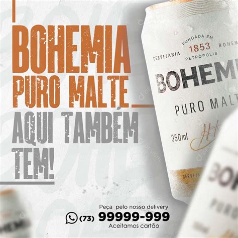 Bohemia Puro Malte Aqui Também Social Media Psd Editável [download